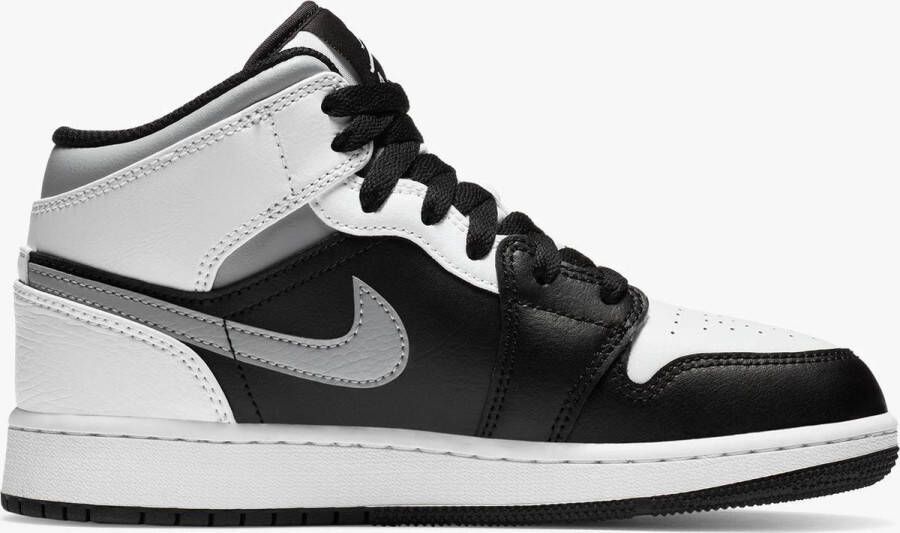 Jordan Nike Air 1 Mid Black White-LT Smoke Grey GS