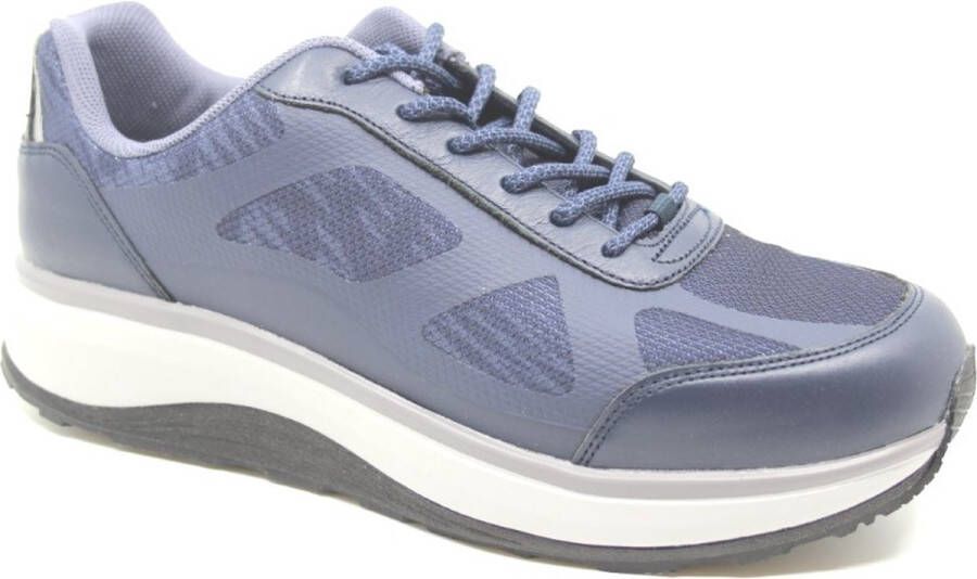 Joya CANCUN II BLUE 224SNE Blauwe heren sneaker met schokdempende PU zolen wijdte H