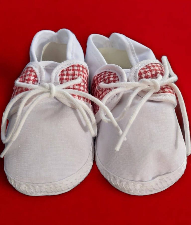 Junior joy Babyschoenen Newborn Junior Wit Met Rode Ruitjes