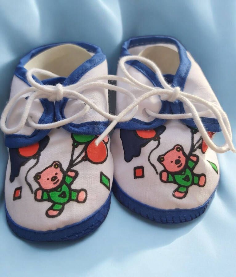 Junior joy Babyschoenen Newborn Junior Wit blauw Met Beertje