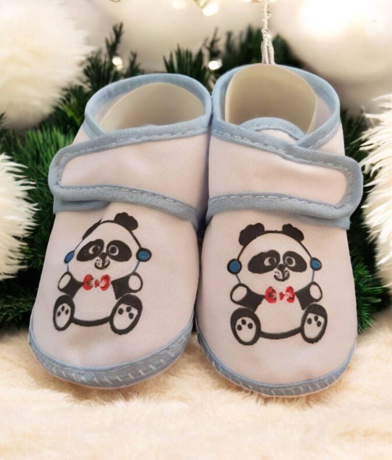 Junior joy Babyschoenen Newborn Junior Wit lichtblauw Met Panda