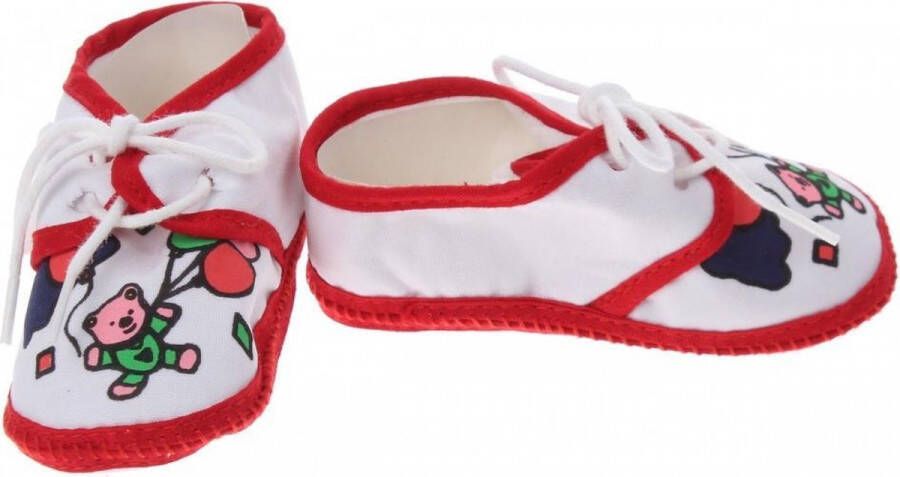 Junior joy Babyschoenen Newborn Junior Wit rood Met Beertje