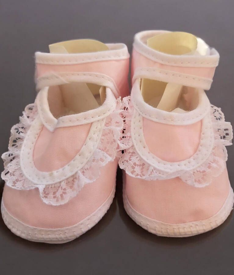 Junior joy Babyschoenen Newborn Kant Meisjes Roze wit