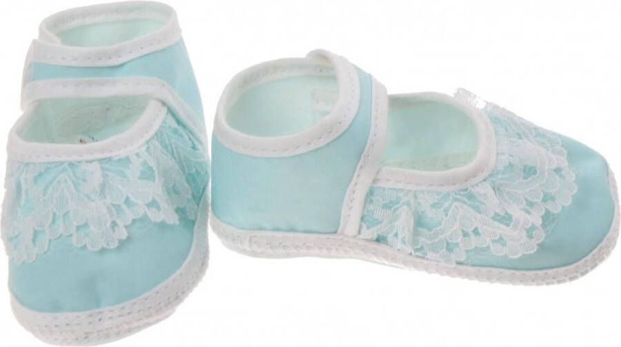 Junior joy Babyschoenen Newborn Meisjes Lichtblauw wit Met Kant - Foto 1