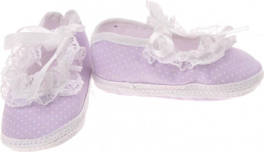 Junior joy Babyschoenen Newborn Meisjes Paars wit Met Stippen - Foto 1