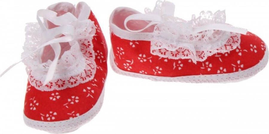 Junior joy Babyschoenen Newborn Meisjes Rood Met Witte Bloemetjes