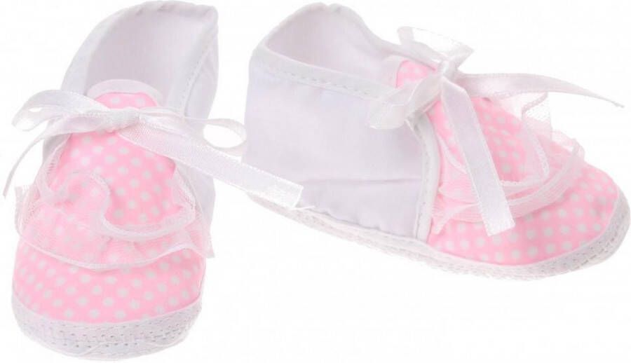 Junior joy Babyschoenen Newborn Meisjes Wit roze Met Stippen