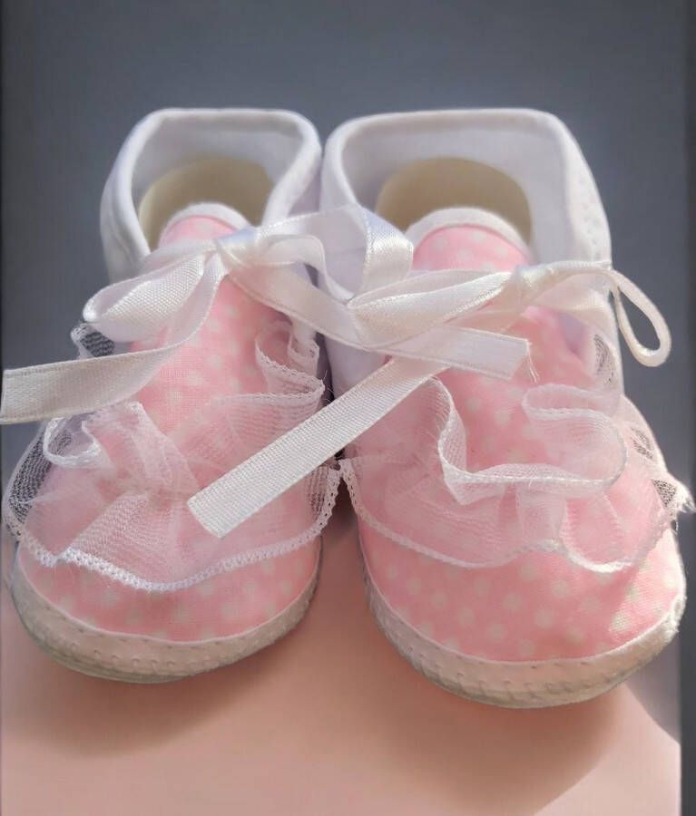 Junior joy Babyschoenen Newborn Meisjes Wit roze Met Stippen