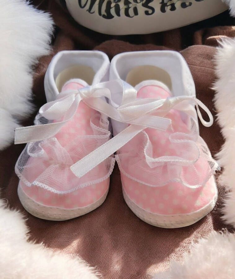 Junior joy Babyschoenen Newborn Meisjes Wit roze Met Stippen