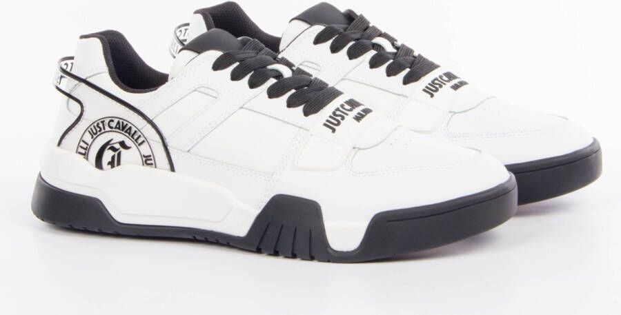 Just Cavalli Witte Sneakers met Korrelig Leer White Heren