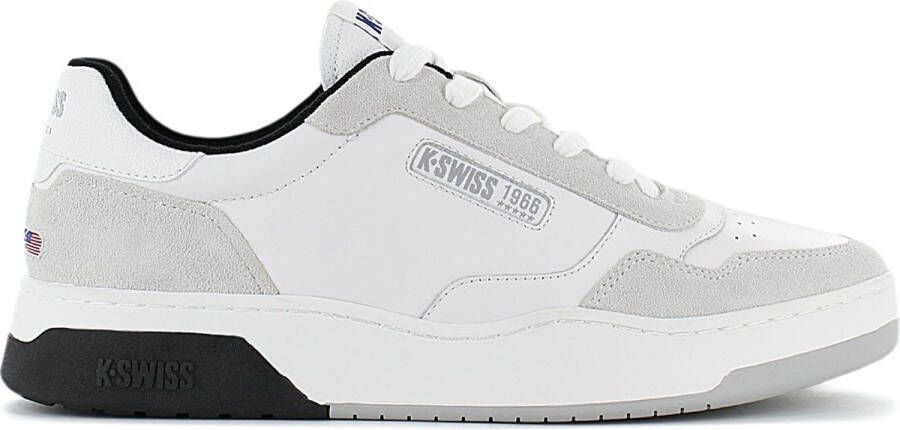 K-Swiss Cannoncourt Leather Herren Retro Sneakers Sportschoenen Schoenen Wit 07429-963-M - Foto 1