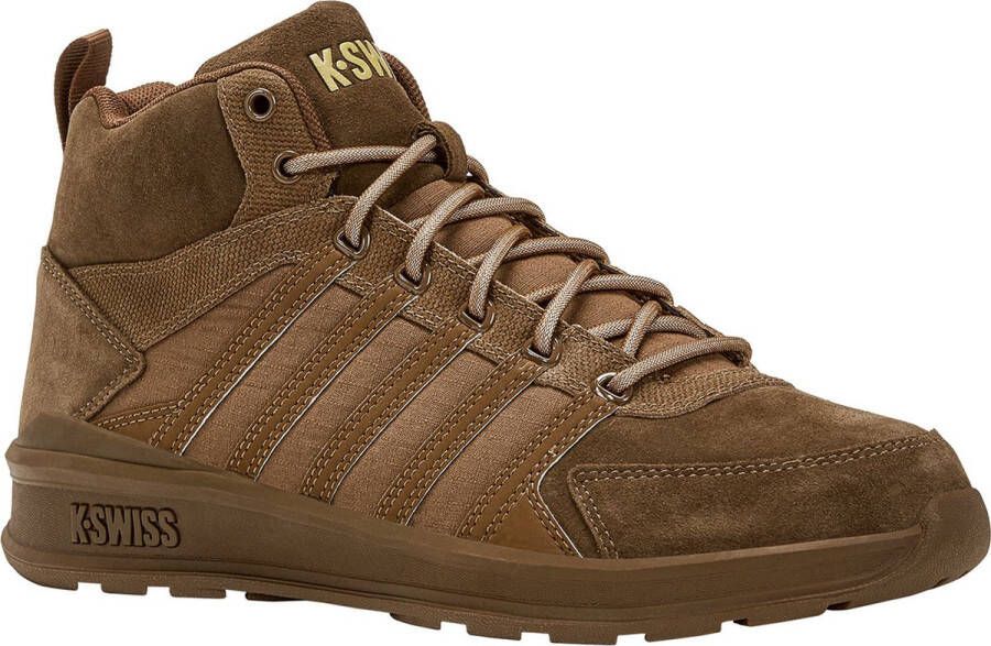 K-Swiss Vista Trainer Mid Herren Sneakers Sportschoenen Schoenen Leer Bruin 07145-210-M