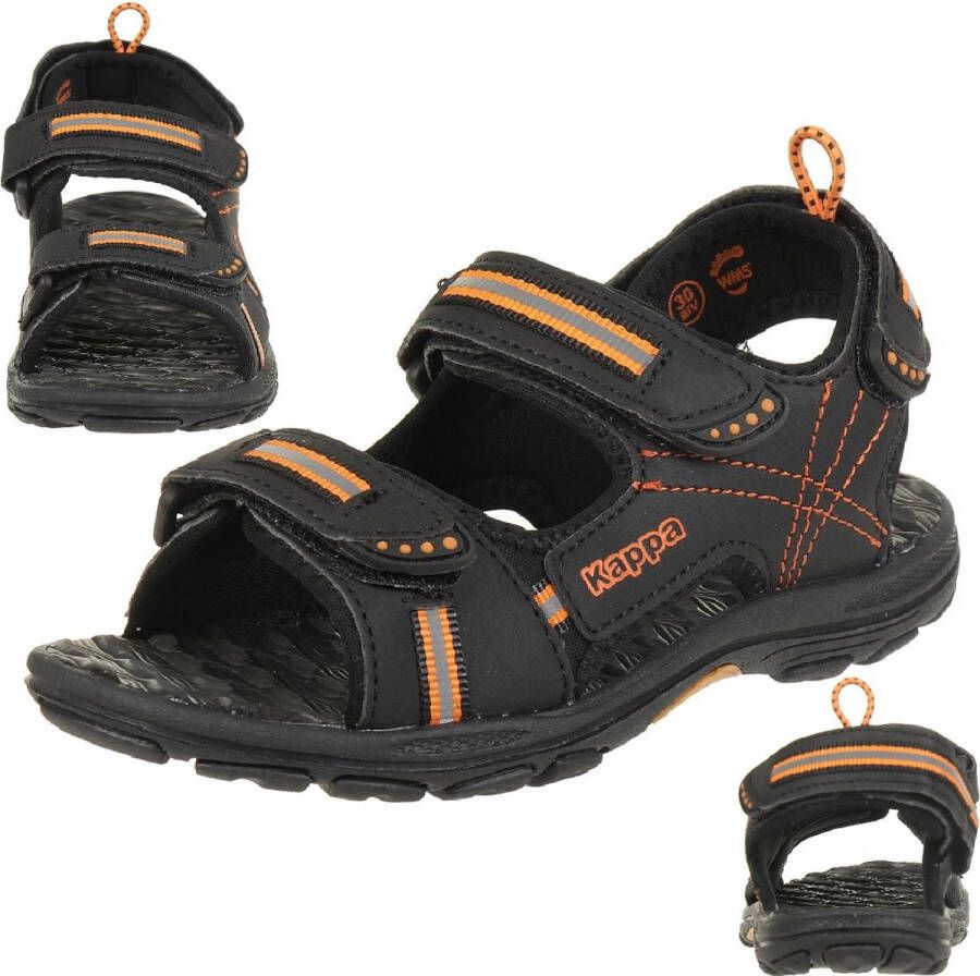 Kappa unisex kindersandalen met bandjes 260448K zwart oranje