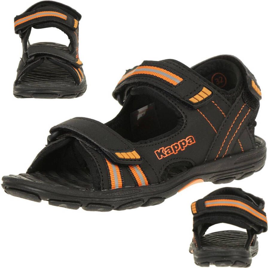 Kappa unisex kindersandalen met bandjes 260685K zwart oranje