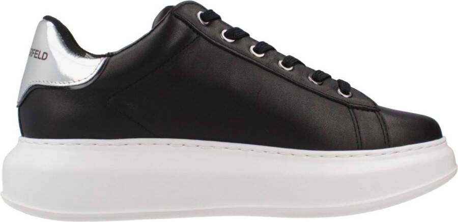 Karl Lagerfeld Zwarte leren sneakers met 3D-logo Black Dames