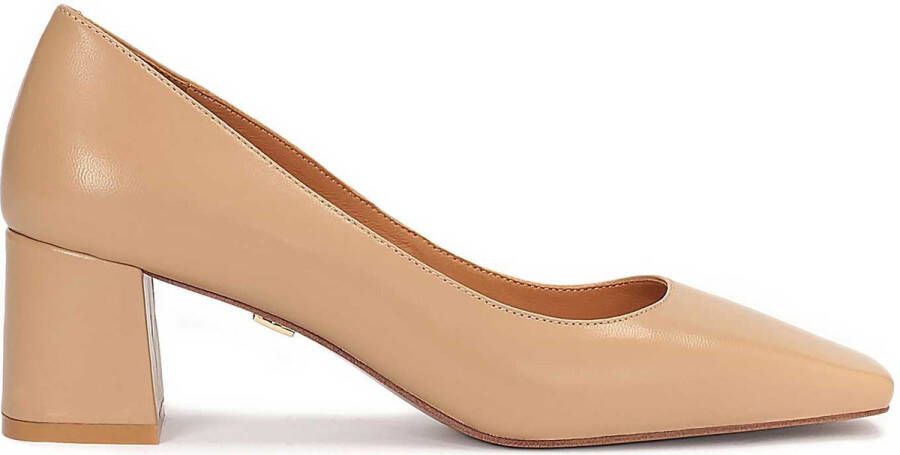 Kazar Beige leather square toe pumps