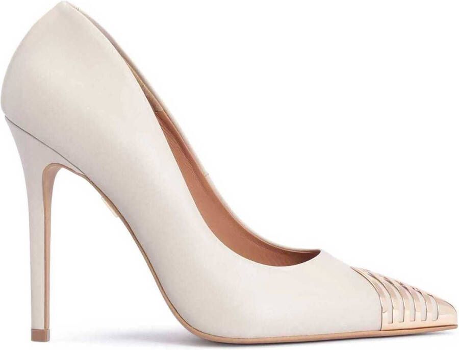 Kazar Escarpins en cuir beige avec un bout en métal