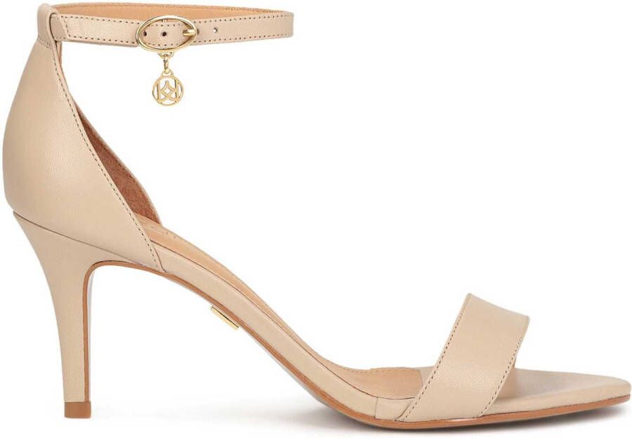 Kazar Beige leren sandalen met een lage stilettohak Beige Dames