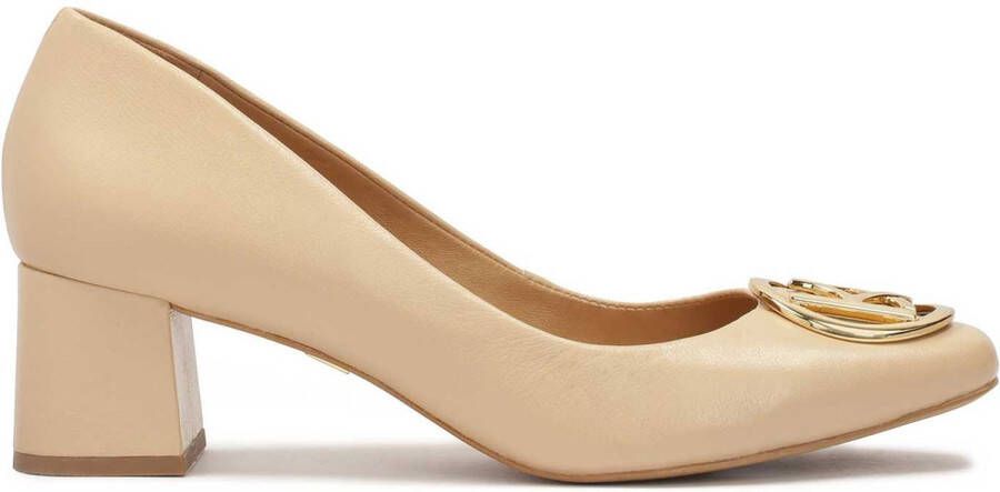 Kazar Beige pumps with a wide heel