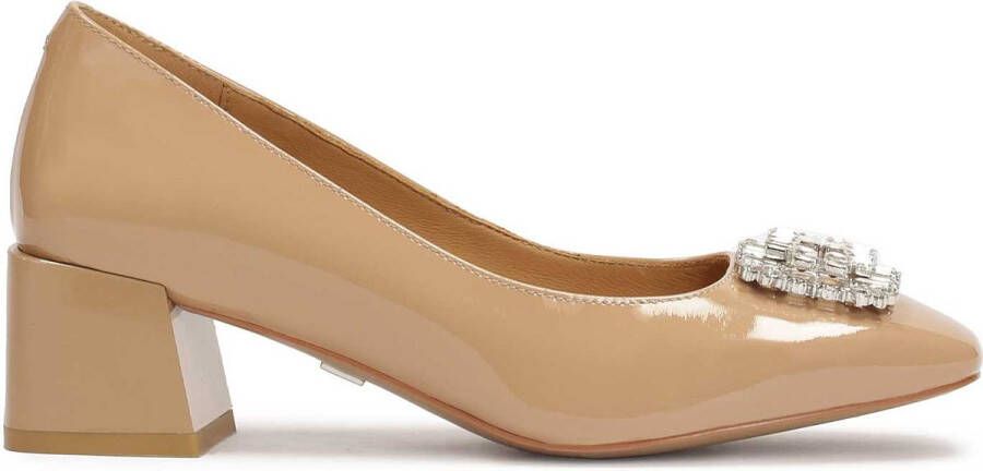 Kazar Beige pumps with jewelry embellishment