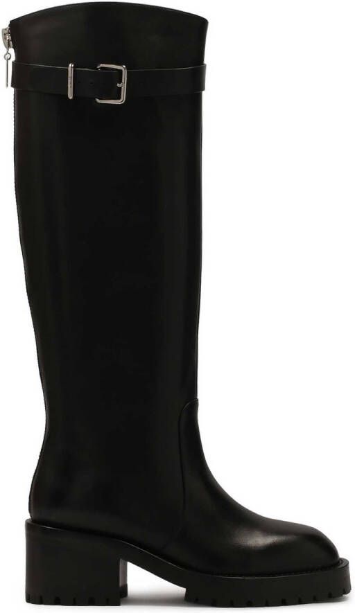 Kazar Black boots with strap and buckle around the upper