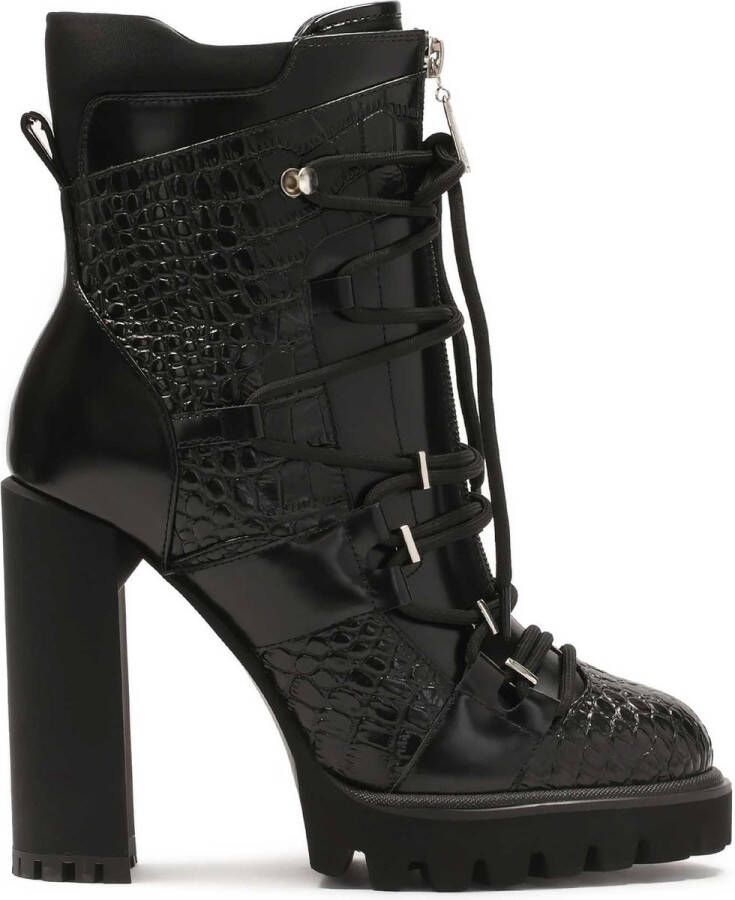 Kazar Black embossed leather boots