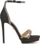 Kazar Zwarte stoffen sandalen versierd met kristallen Black Dames - Thumbnail 1