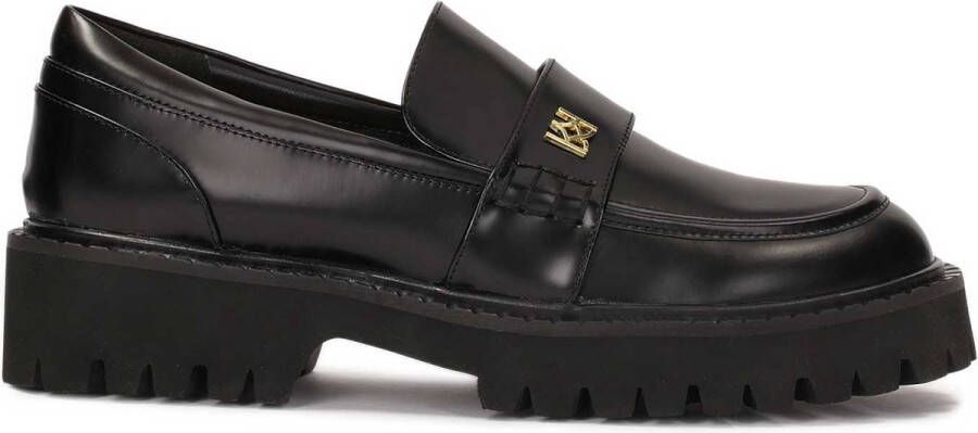 Kazar Zwarte graanleren halfschoenen Black Dames