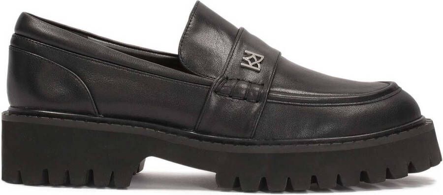 Kazar Black half shoes on a treaded sole