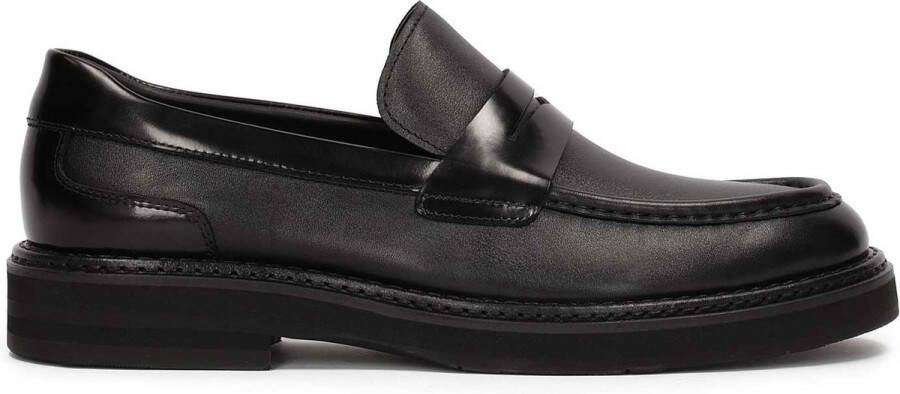 Kazar Black leather loafers for men