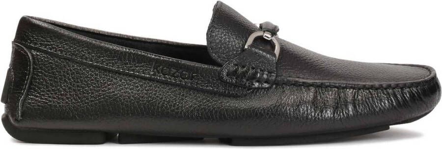 Kazar Black leather moccasins with a buckle