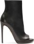 Kazar Zwarte leren peep toe laarzen met rits Black Dames - Thumbnail 1