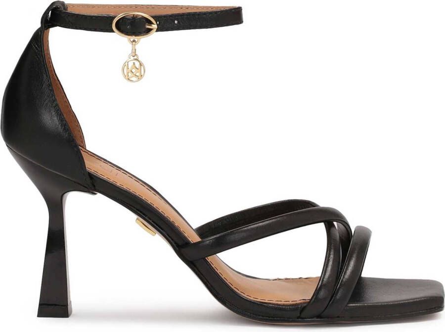 Kazar Black leather sandals with covered heels