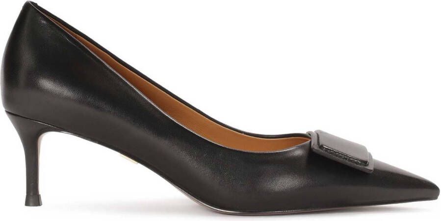 Kazar Black low-heeled pumps with decoration on the front