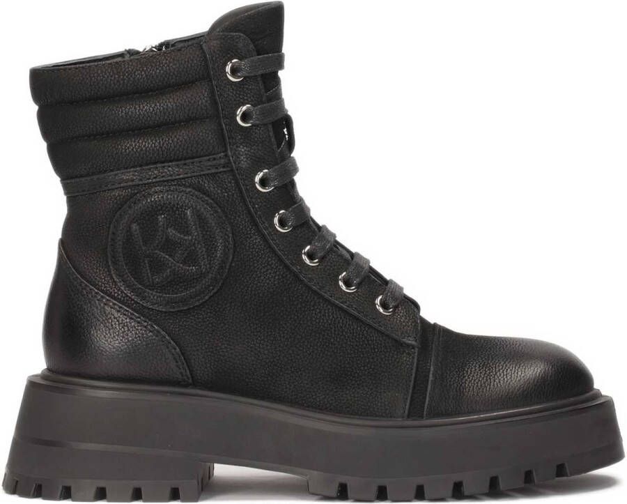 Kazar Zwarte nubuck laarzen op klavertjezool Black Dames