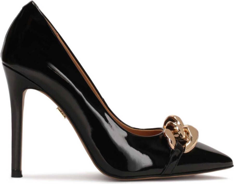 Kazar Zwarte lakleren pumps met gouden schakels Black Dames