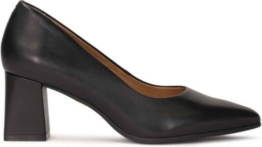 Kazar Zwarte pumps met een brede shearling hak Black Dames