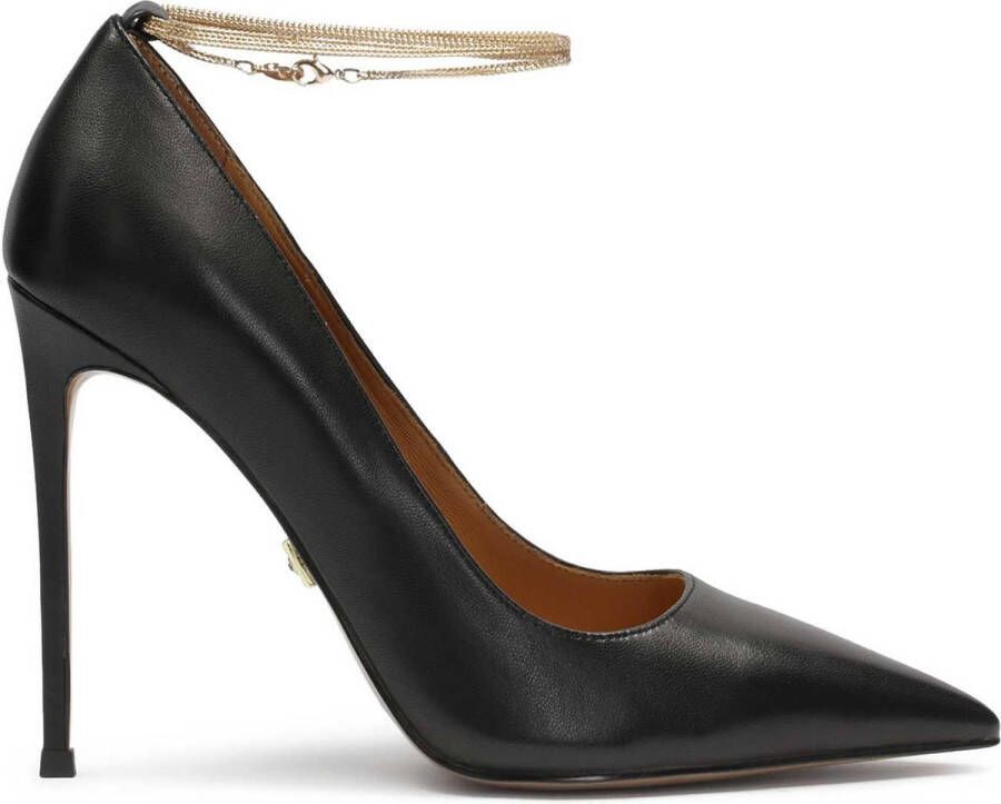 Kazar Black pumps with an ankle chain detail