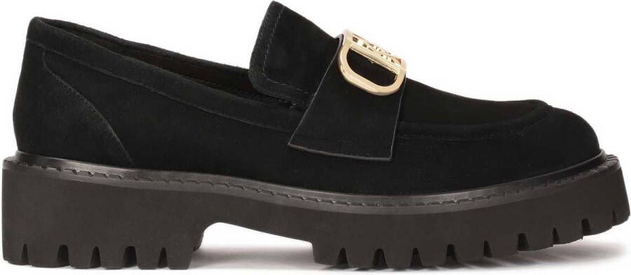 Kazar Zwarte suède schoenen met een groot monogram Black Dames