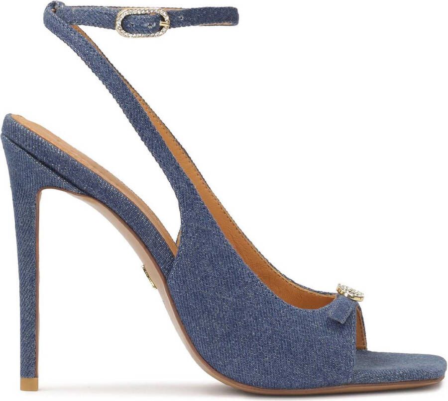 Kazar Blue denim fabric heeled sandals