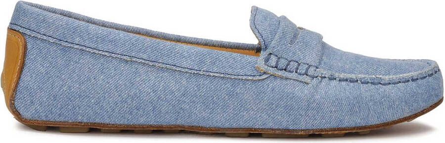 Kazar Blue denim fabric moccasins