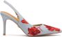 Kazar Blauwe bloemenstof slingback pumps Blue Dames - Thumbnail 1