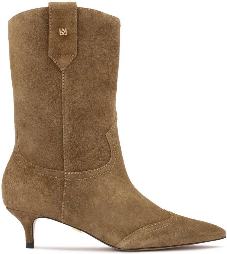 Kazar Brown suede leather boots with low heel