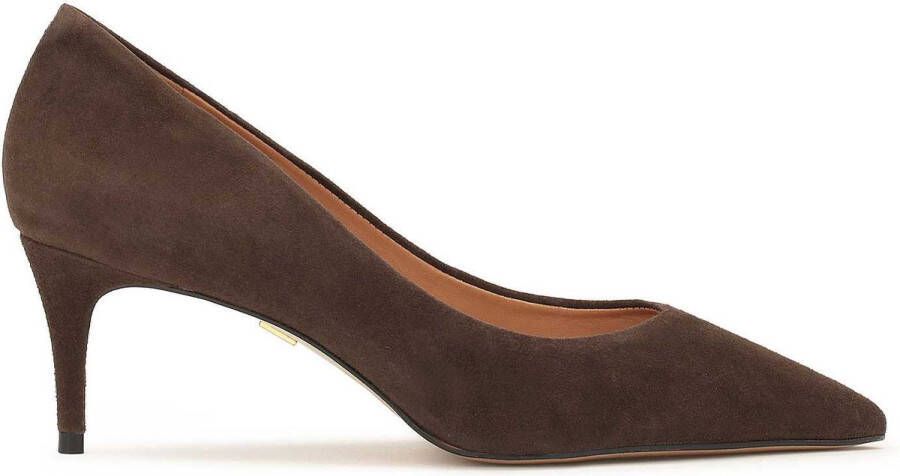 Kazar Donkerbruine pumps op een comfortabele lage hak Beige Dames