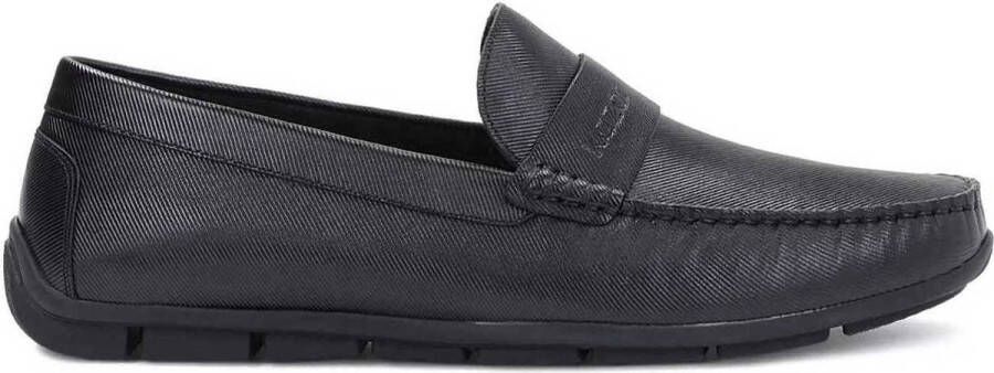 Kazar Heren chique zwarte mocassins met reliëfpatroon Black Heren