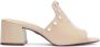 Kazar Comfortabele beige stiletto muiltjes op een brede hak met studs Beige Dames - Thumbnail 1