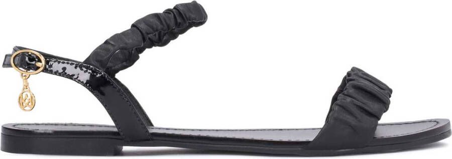 Kazar Zwarte Gerimpelde Band Sandalen Black Dames