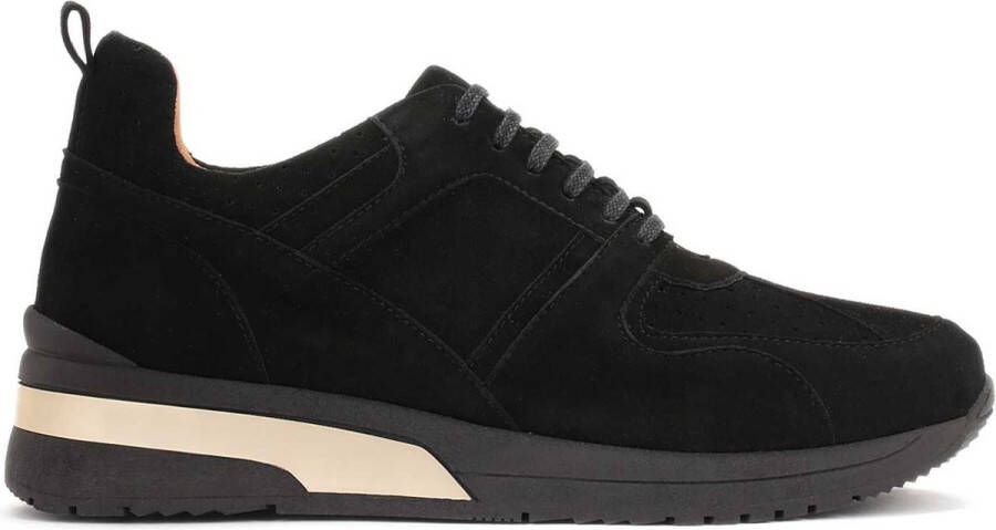 Kazar Zwarte Suède Sneakers met Gouden Plaat Black Dames