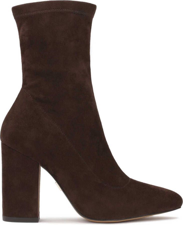 Kazar Dark brown fabric boots with a post