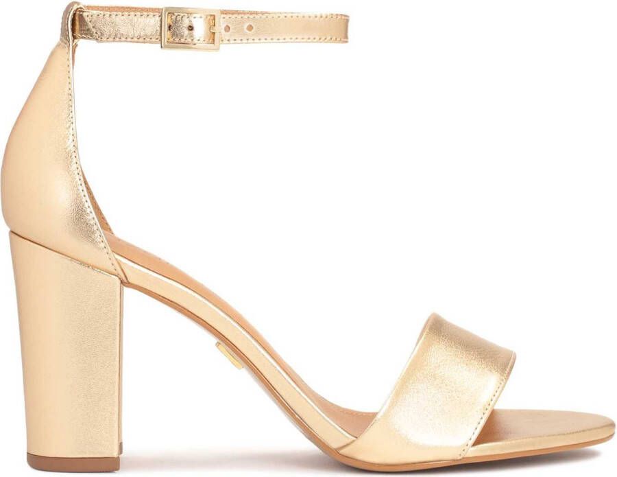 Kazar Golden sandals on a wide heel with a strap around the ankle